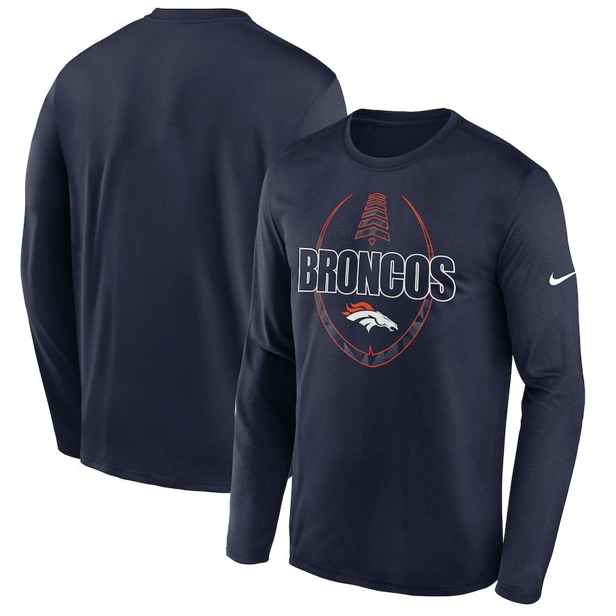 Men Denver Broncos Navy Nike Icon Legend Performance Long Sleeve T-Shirt